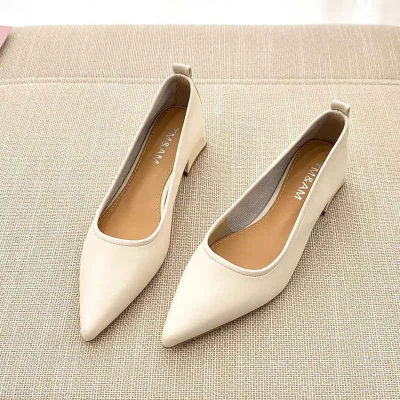 Ladies Pumps Pointed Toe With Medium Heels Women's Shoes Korean Style Luxury Quick Delivery Non Slip Hot Trendy And Low Price