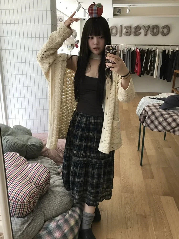 Puss Classic Basics Sweater Women Autumn Casuals Long Sleeve Button Pocket Elastic Streewear Daily Simple Trend Coat
