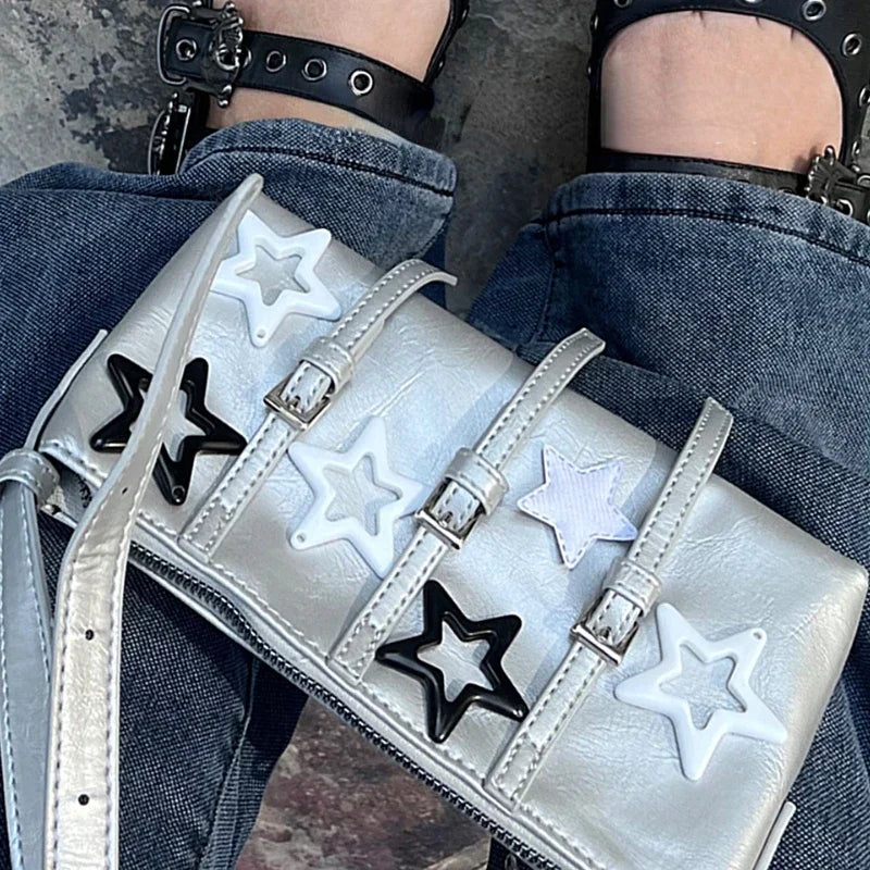 Personality Star Design Sweet Handbags Women Y2k Aesthetic Streetwear Women's Shoulder Bags Trendy Vintage Korean Underarm Bag