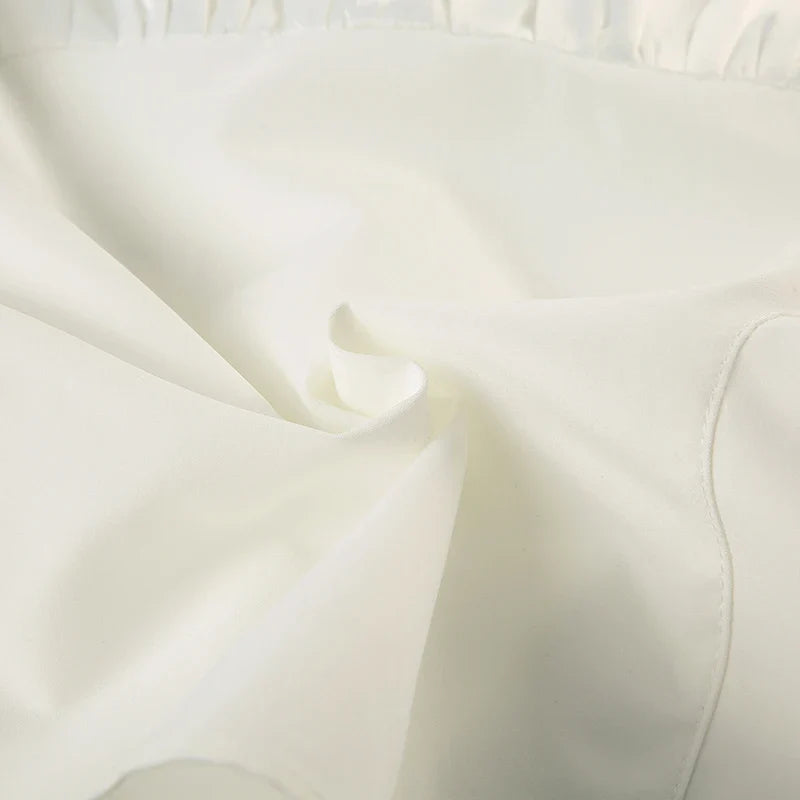 French Retro Satin A-line Shirt Chic Fashion Slimming Short Sleeve V-neck Blouses Office Ladies Elegant Top All-match