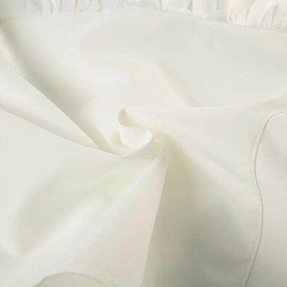 French Retro Satin A-line Shirt Chic Fashion Slimming Short Sleeve V-neck Blouses Office Ladies Elegant Top All-match