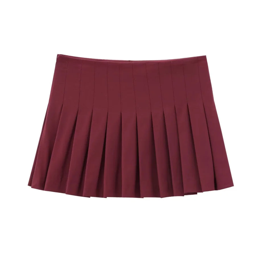 Autumn and winter new TRAF women's wide pleated temperament elegant casual mini short culottes 3152544