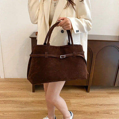 New Retro Suede Suede Handbag Internet Celebrity Same Design Tote Bag Fashion Versatile Shoulder Bag High Beauty Wrist Bags