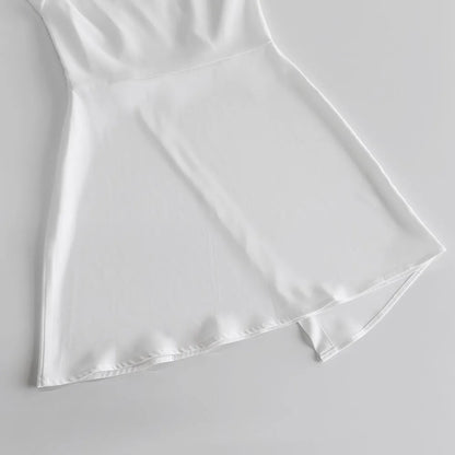 White Irregular Mini Dress Women Spring V Neck Long Sleeve A-line Suit Vestidos Simple Casual Fashion Short Dresses 2025 New
