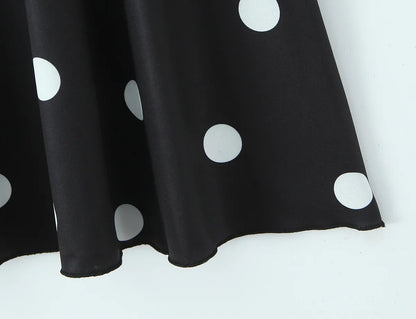 Halter Neck Camisole Polka Dot Skirt Set Women's Summer Sexy Fashionable Personality Neckband Backless Beach Vacation Black Set
