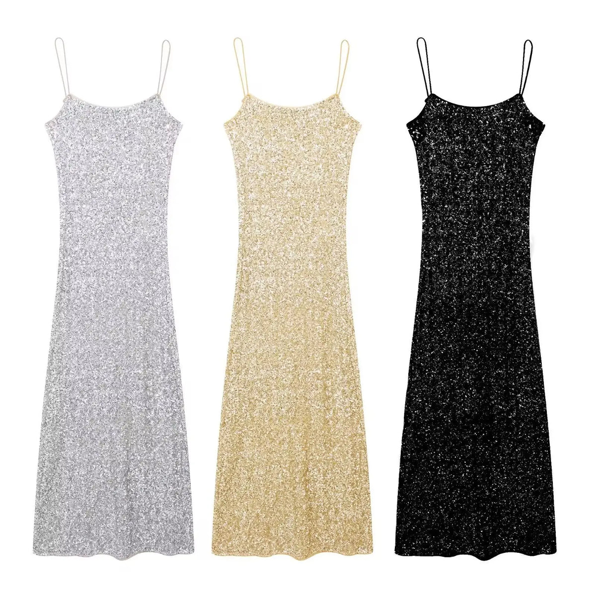 Women's Sexy Shiny Sequined Maxi Dress New Summer High-end Backless Dress Dinner Holiday Beach Party Dress