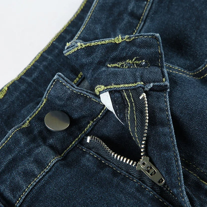 Y2K Rose Embroidered Trumpet Jeans Women Fashion Aesthetic Slim Flare Pants Vintage Blue 2000s Denim Trousers Spring