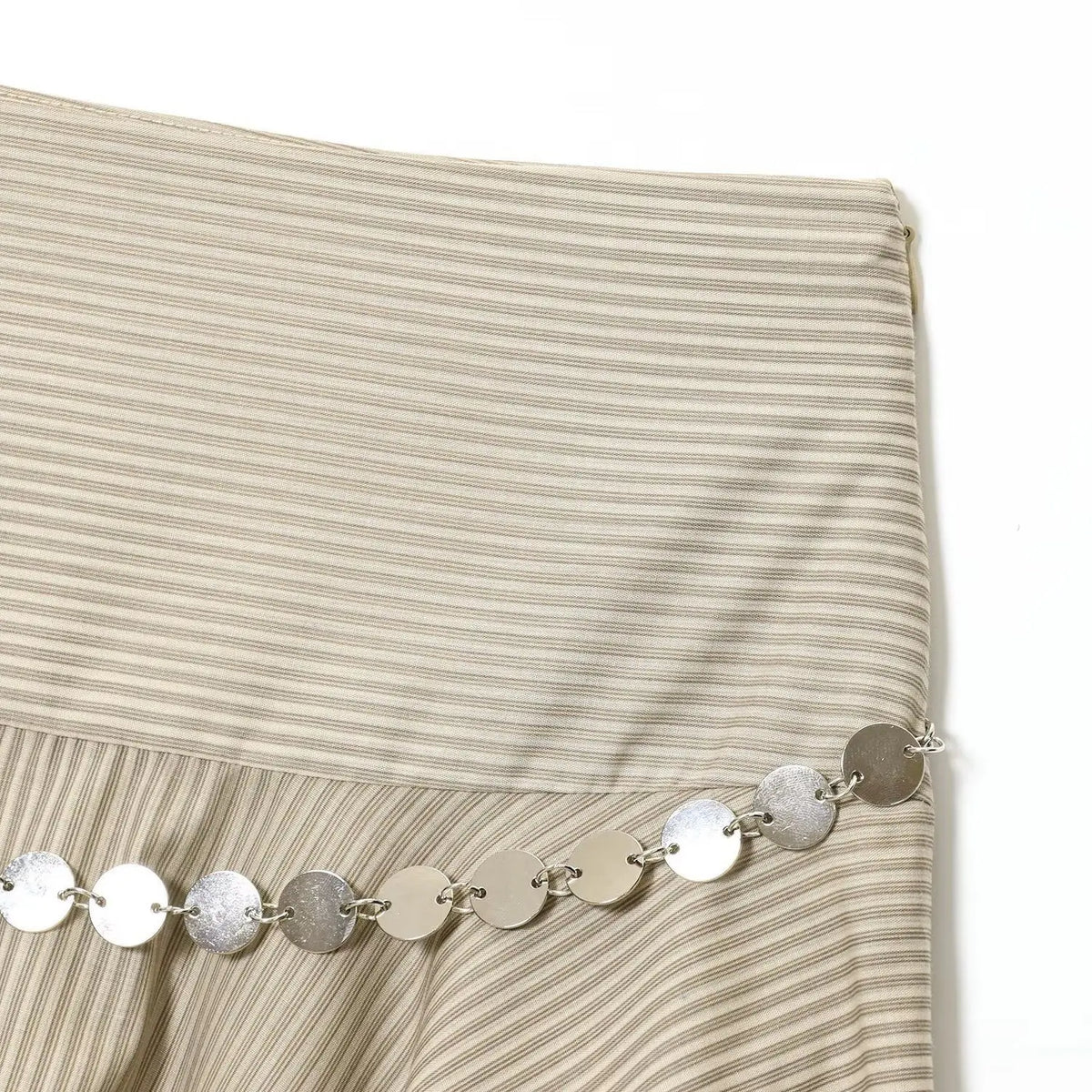 ins Style Temperament Fashion Women's Clothing Simple Striped Belt Asymmetrical Midi Skirt