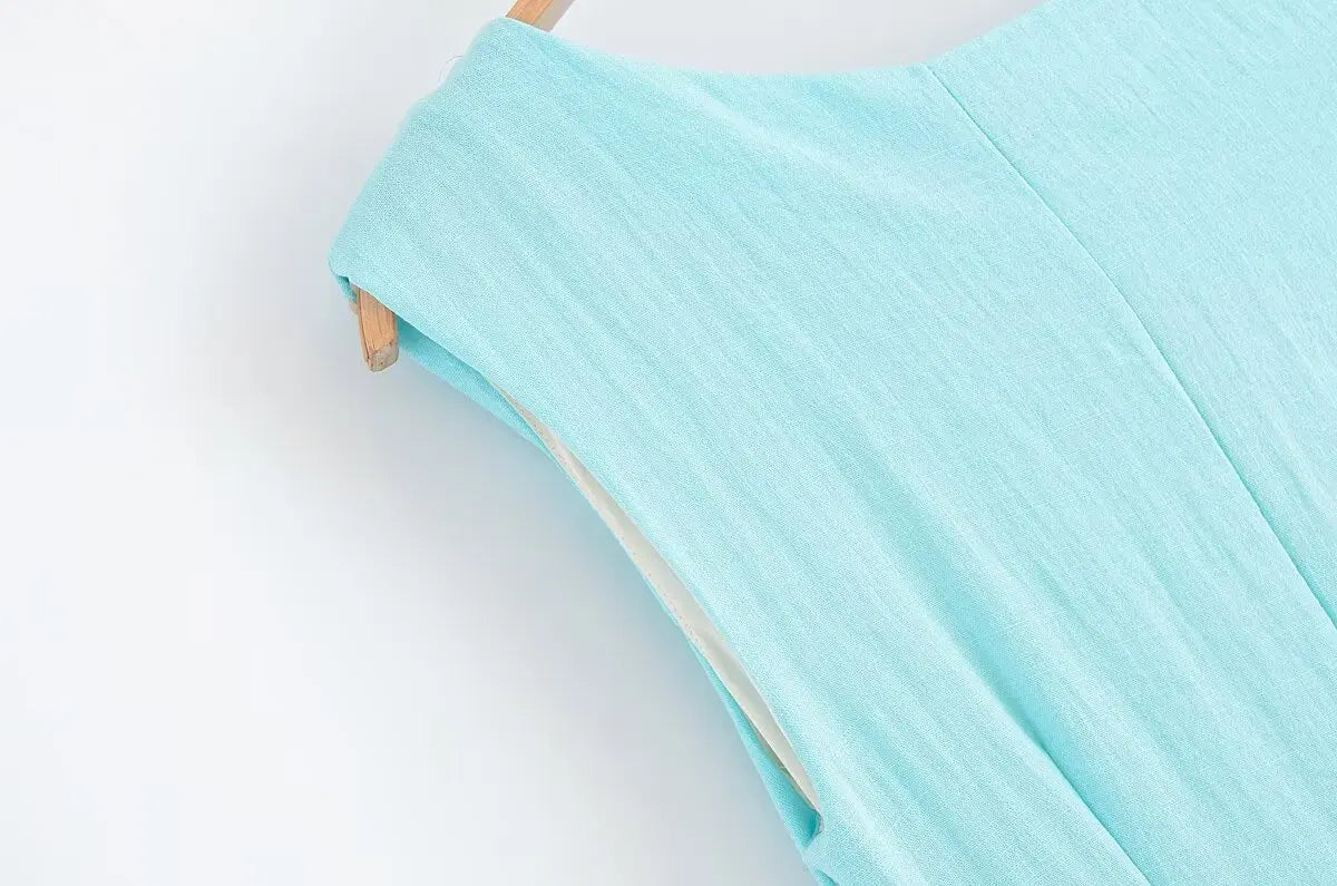 Women's summer sexy fashion long dress solid color sleeveless asymmetric dress female holiday style slit slim fit chic dress