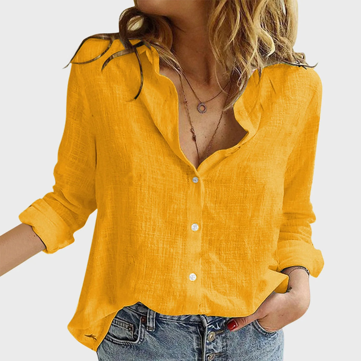 Dressy Casual Loose Button Lapel Blouse