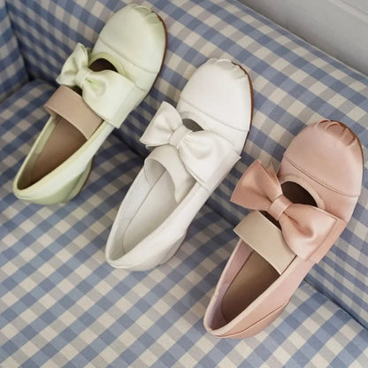 Women's Bow Mary Jane Shoes Square Satin Low Heel Flat Shoes Elegant Strap Ladies Pumps for Wedding Office Daily Wear Shoes