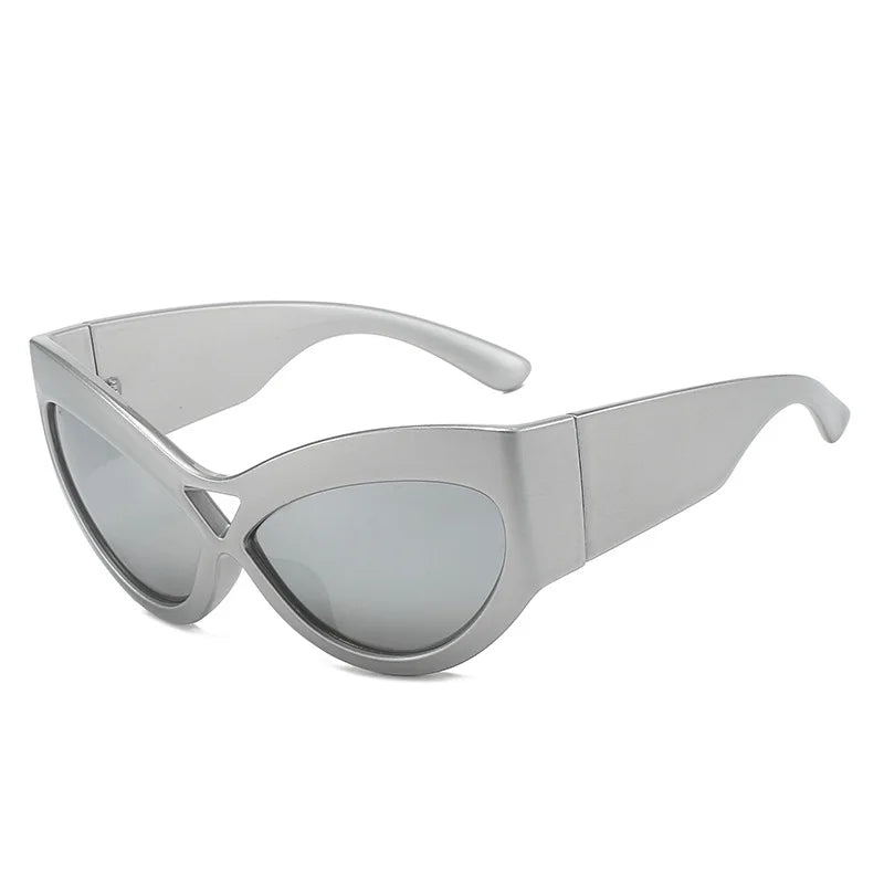 Fashion Y2K Cat Eye Sunglasses Women Retro Big Butterfly Shape Hollow Eyewear Shades UV400 Trending Wide Legs Men Sun Glasses