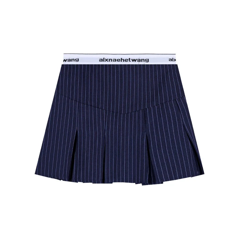 American Retro Stripe Mini Skirt Fake Two Pieces Patchwork High Waist Hip Wrap Skirt for Women Summer A-line Skirt New