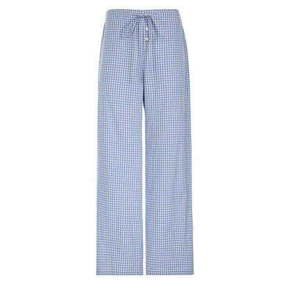 Checkered Loose Casual Long Pants For Women's Fashion Lace Up Button Versatile Low Rise Trousers Lounwear Y2K Outerwear