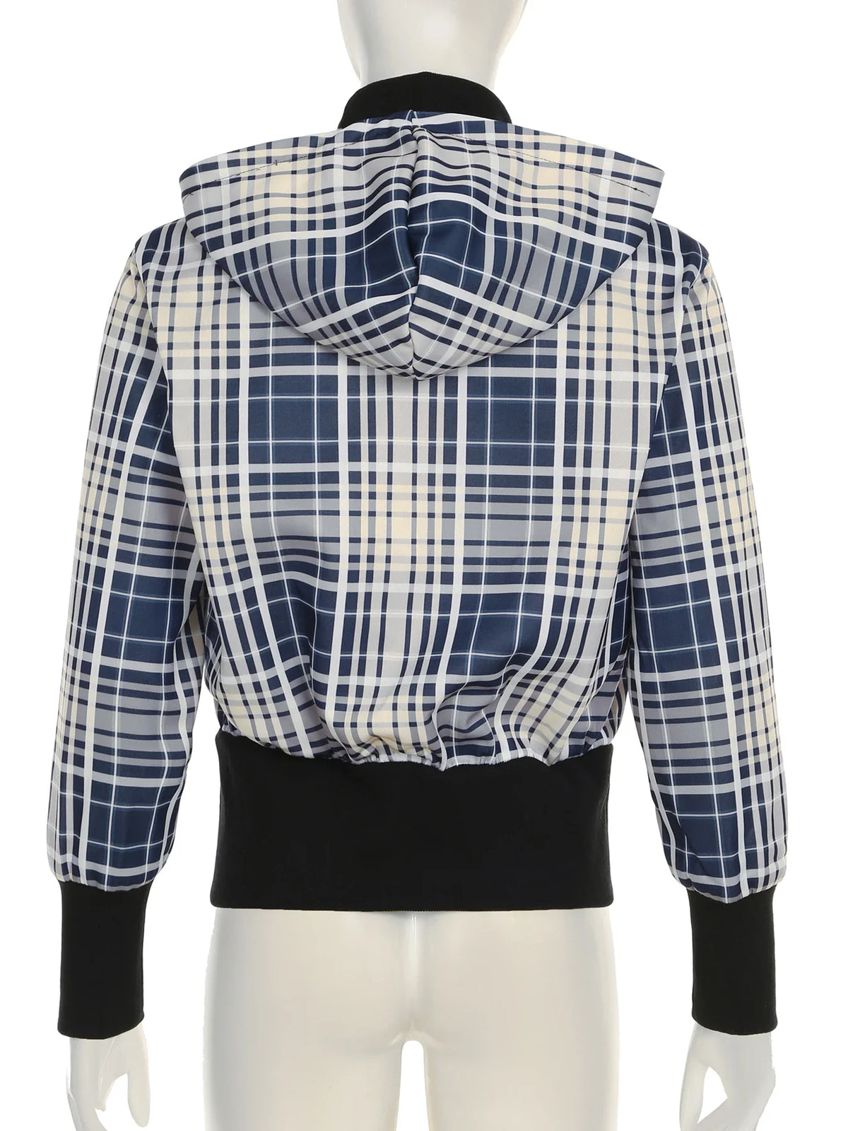 Casual Plaid Hooded Jackets Basic Turtleneck Zipper Long Sleeve Coats Women Autumn Spring Fashion Streetwear Ladies