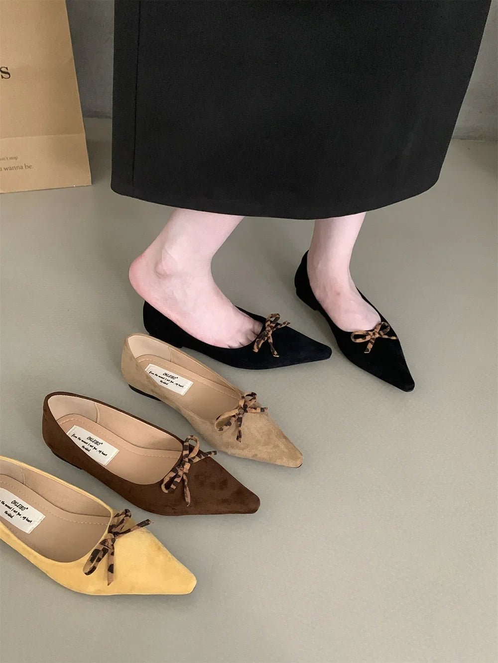 Pointed Toe Women Loafers New Arrivals Autumn Spring Dress Shoes Low Heeled Flats Bow Design Casual Slides Mules Shoes