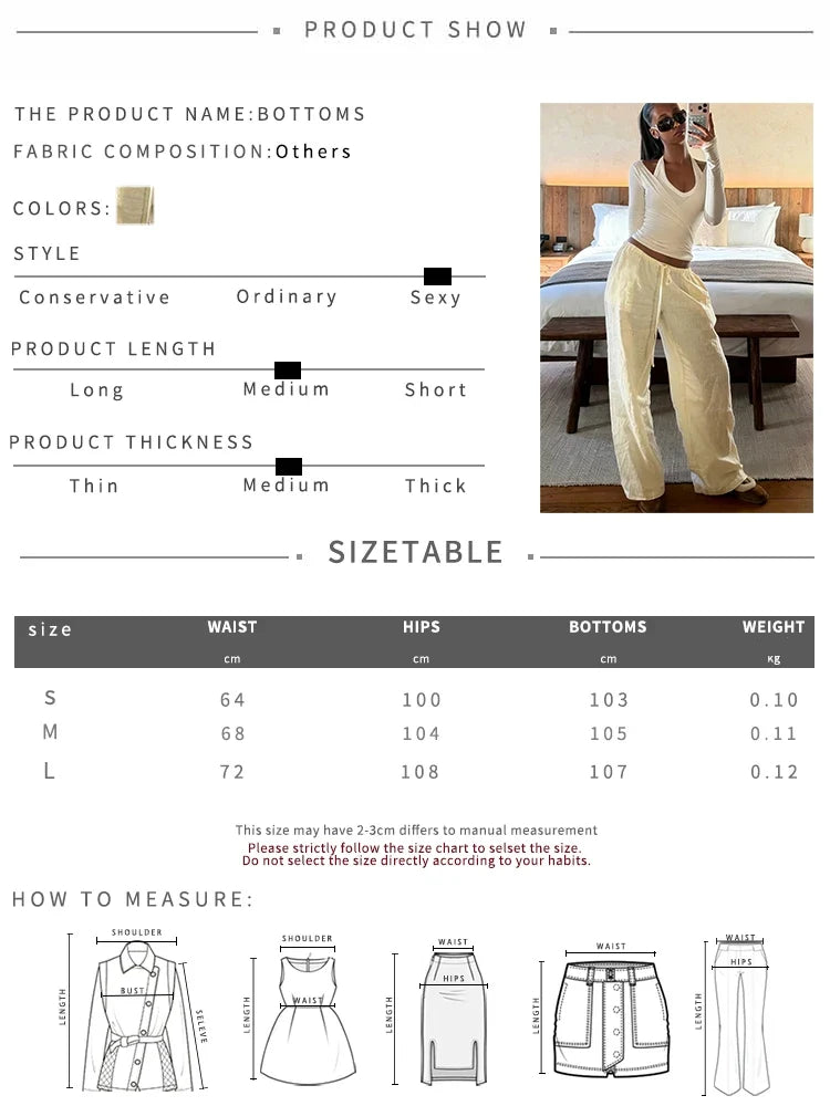 Wide-Leg Pants Women Casuals Trend Simple Drawstring Ruched Fashion Sporty Streetwear Autumn Chic Daily Office Bottoms