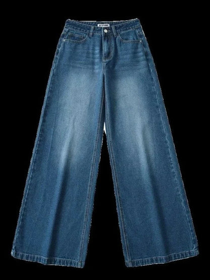 Retro American plus straight leg women jeans washed and versatile Gothic Harajuku loose fit high waisted casual jeans y2k pants