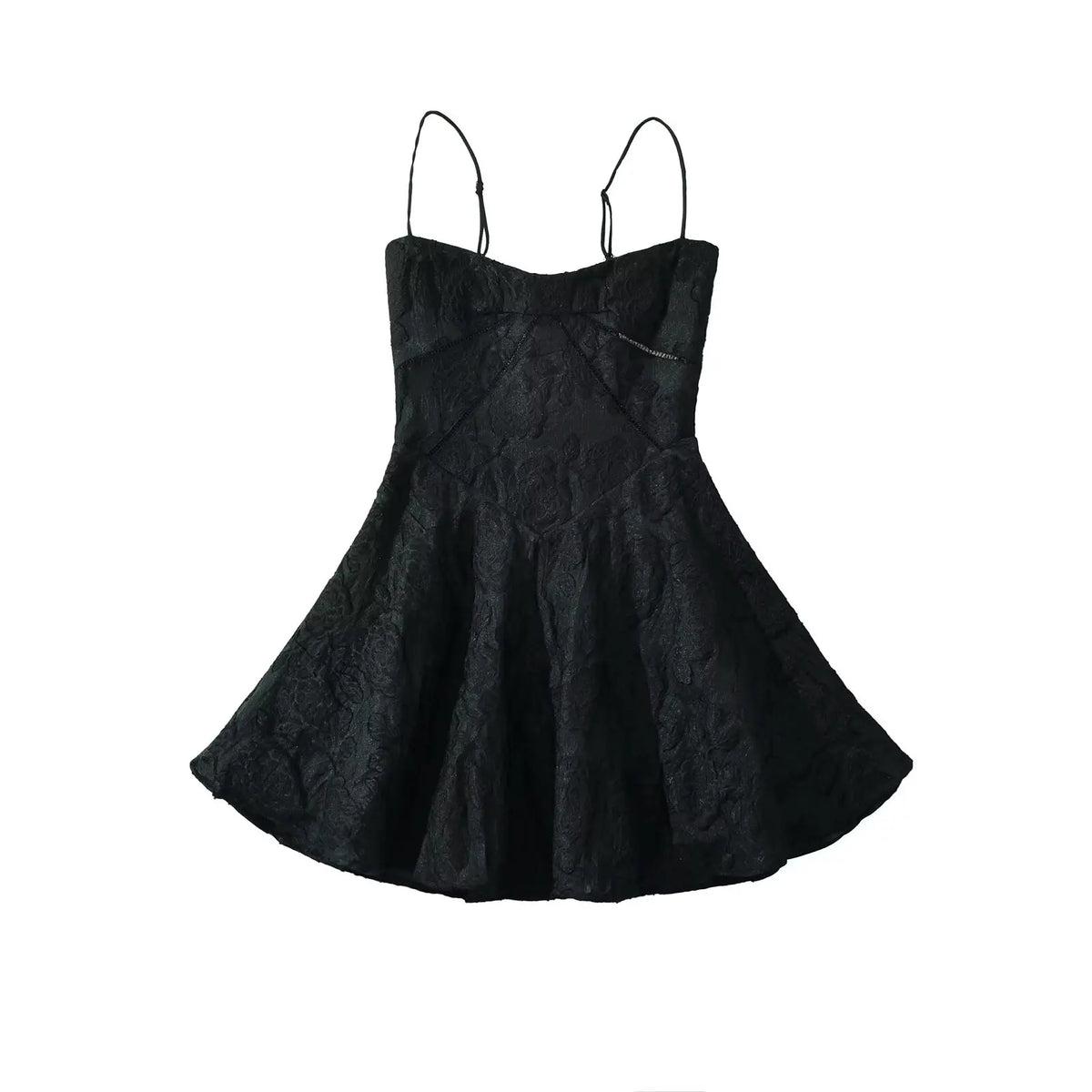 Vintage Jacquard Sling Sexy Dress For Women Thin Straps O Neck Low Waist A-line Mini Dresses Female Lace Up Back Summer Robe