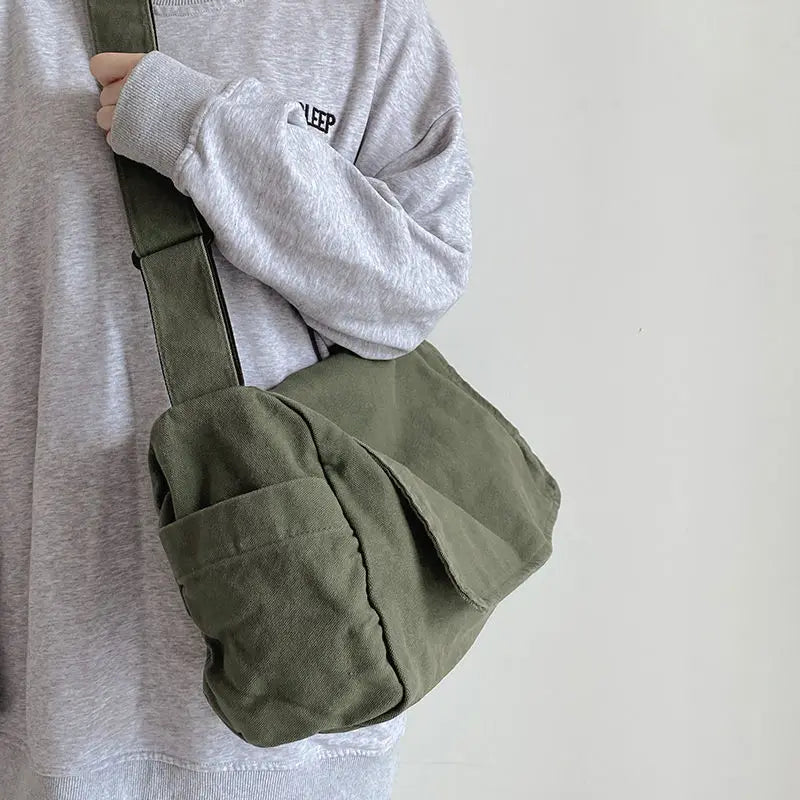 Canvas Bag for Female College Students Class Crossbody Postman Large Capacity Fashion Shoulder Bags