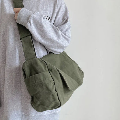 Canvas Bag for Female College Students Class Crossbody Postman Large Capacity Fashion Shoulder Bags