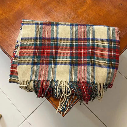 Christmas Red Plaid Scarf Fall Winter Warm Women's Scarfs Vintage Classic Tassels Cashmere Imitation Long Shawl Lady Accessories