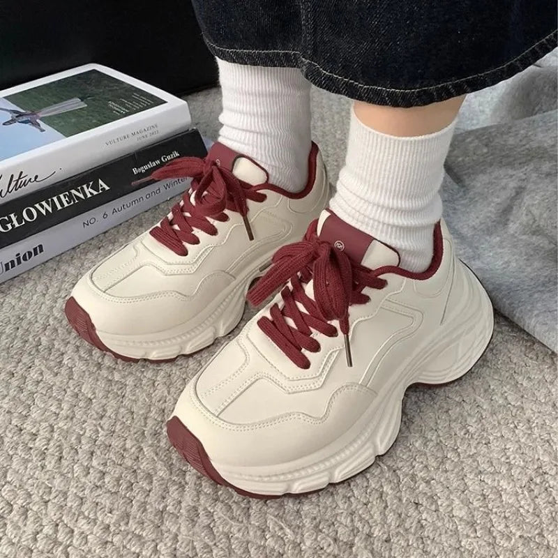 Retro Style Womens Trainers Thick Bottom Ultra Soft Height Increase Chunky Shoes Women Sports Waterproof Womens Shoes