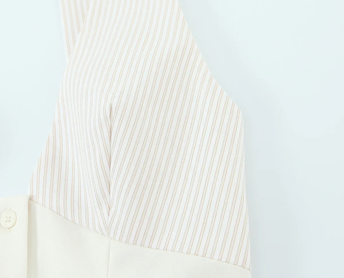 Women's New Fashion Stripe Splicing Tops Sleeveless Backless Crop Top Female Summer Sexy Slim Short Top