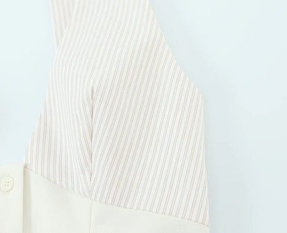 Women's New Fashion Stripe Splicing Tops Sleeveless Backless Crop Top Female Summer Sexy Slim Short Top