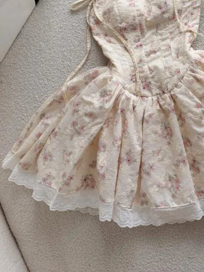 New Korean Style Sweet Kawaii Strap Dress Women Chic Design Y2k Slim Fashion Mini Dress Japanese Cute Casual High Street Outfits