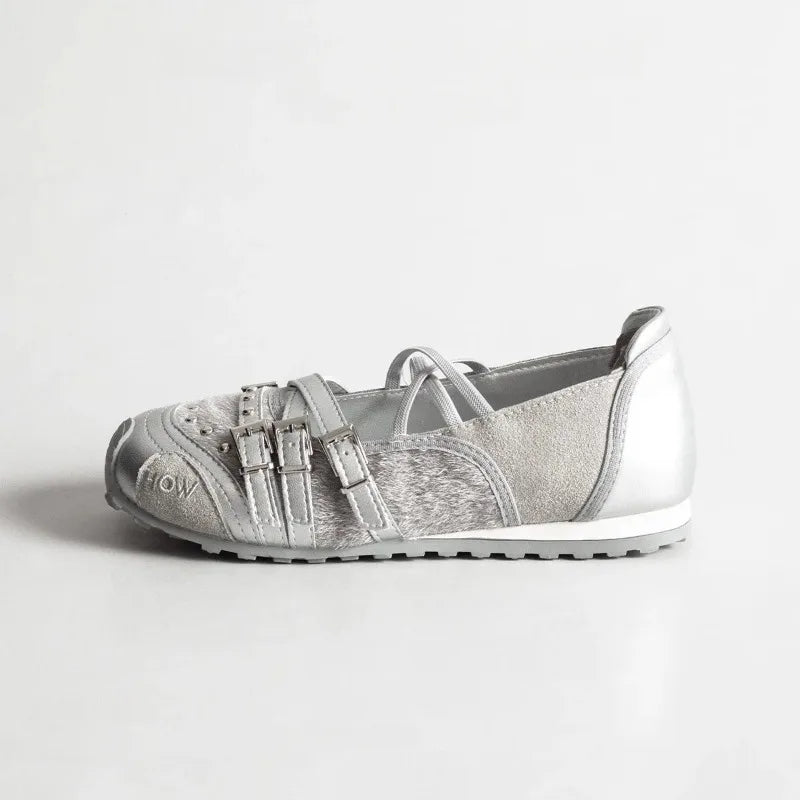 Women's Mary Jane Flat Shoes with Bow Cross Band Soft Bottom Leather Surface Retro Ballet Style Casual Footwear Summer Season