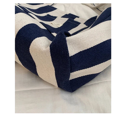 Checkered Canvas Bag for Women Korean Tote Casual Large Capacity Student Shopping Bags