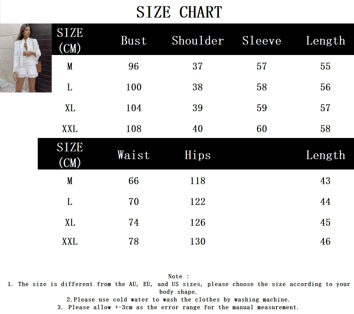 Crochet Patchwork Shorts Sets Women Single Breasted Lapel Collar Long Sleeve Blouse Summer Casual Fashion White Two-piece Set