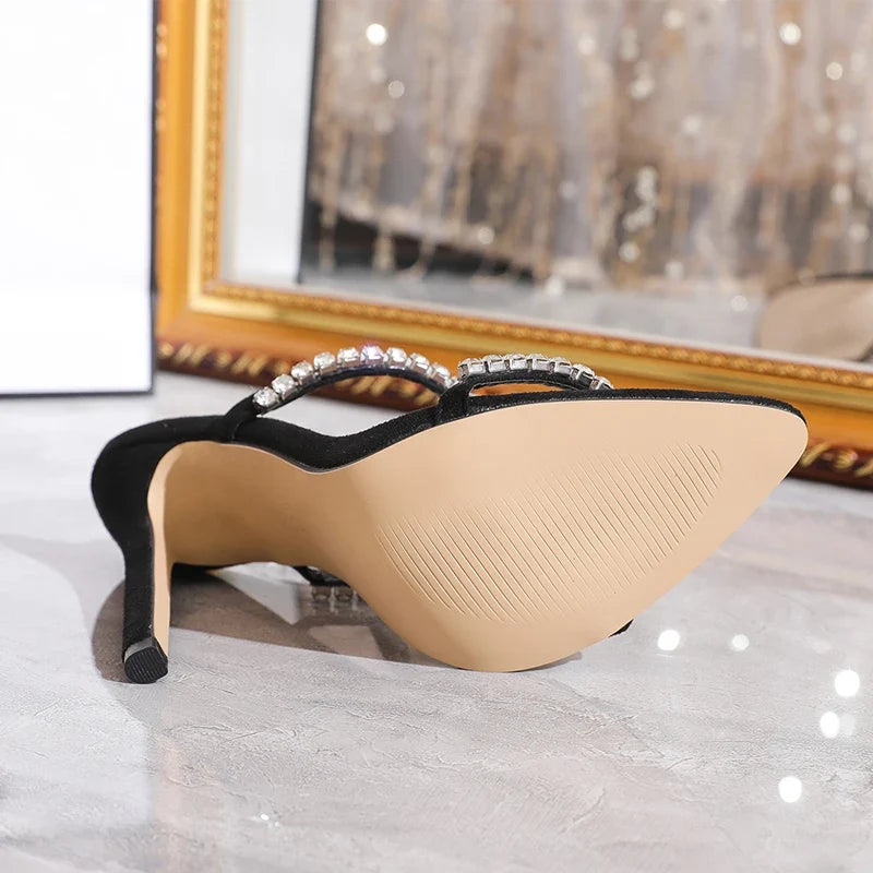 Summer Sexy Glitter Rhinestone High Heels Gladiator Sandals Pointed Toe Party Nightclub Stripper Wedding Shoes