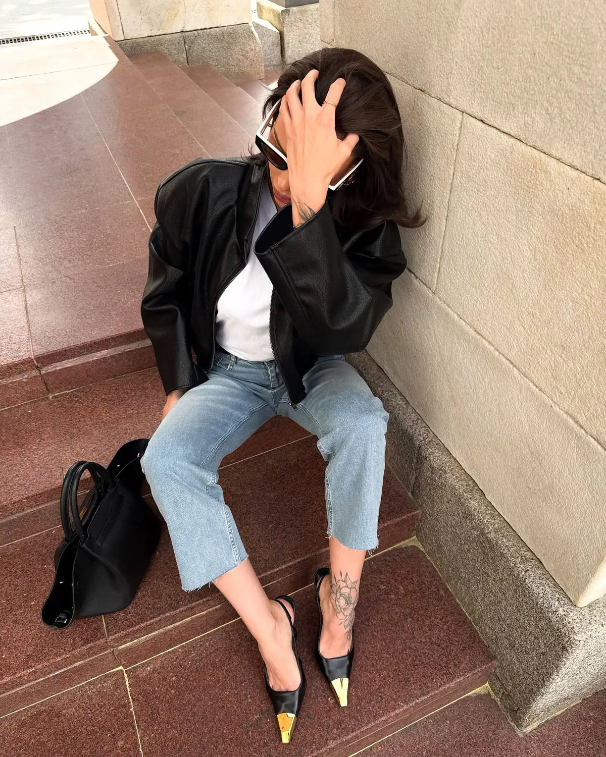 Women's Faux Leather Jacket High Quality PU Leather Coat Designer Fashion Chic Casual Commuting Office Blazer