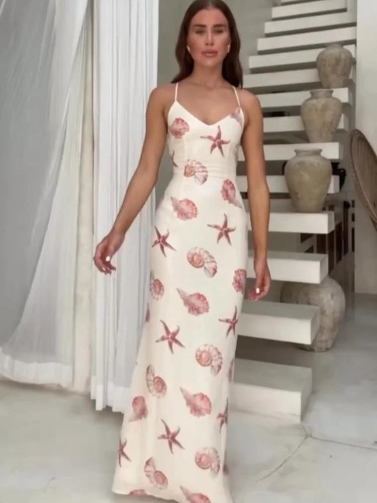 Strapless Starfish Seashell Print A-Line Mini Dress