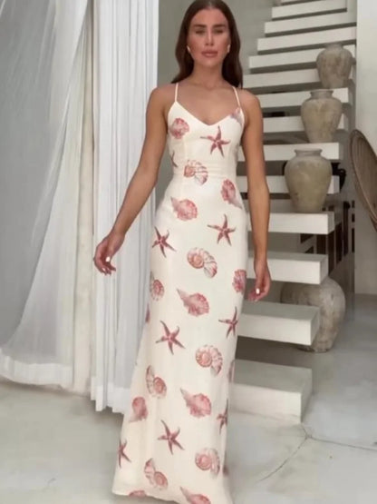 Strapless Starfish Seashell Print A-Line Mini Dress