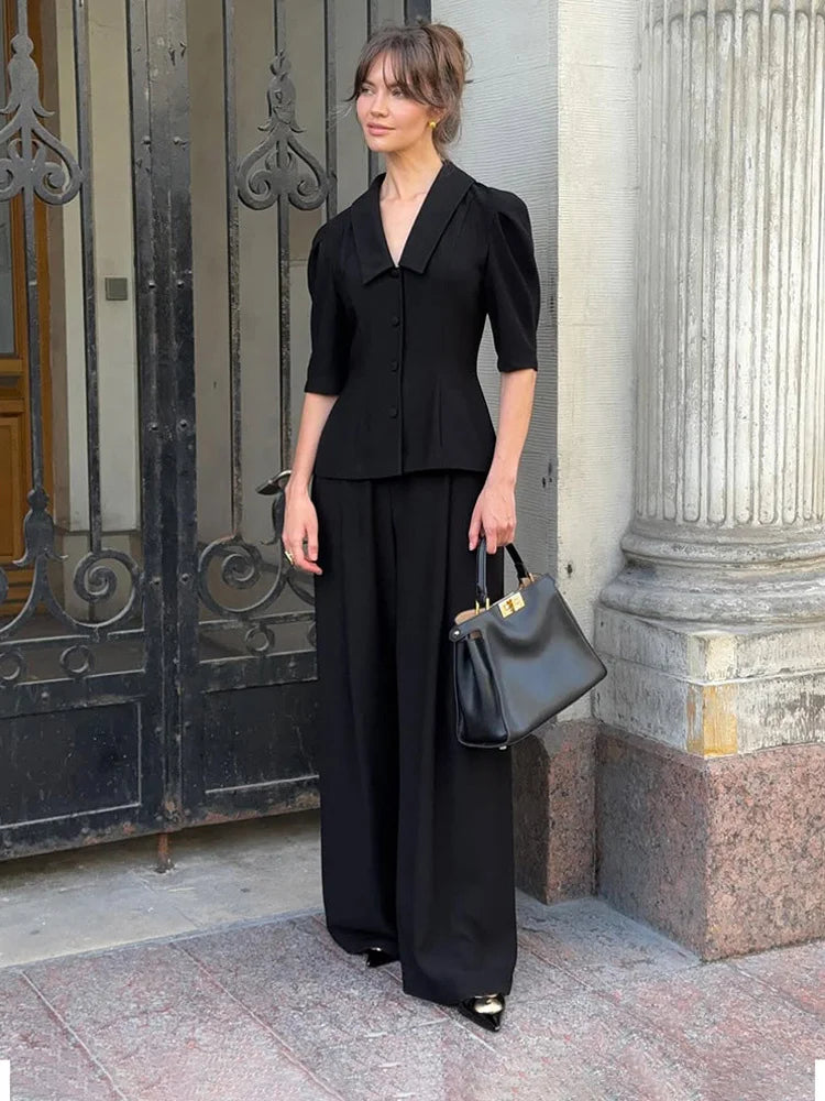 Spring Elegant 2 Piece-Set Trousers For Women V-Neck Commute Cardigan Shirts And Pant Sets Fashion Commute Suit Outfits