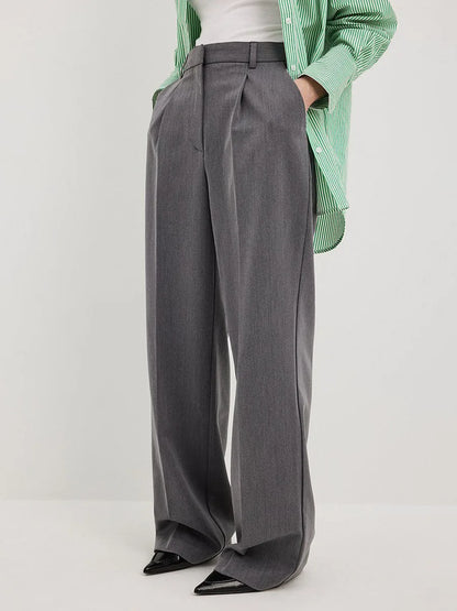 Women's Spring Summer New Loose Wide-Leg Suit Pants Elegant Office Classic Straight-Leg High-Waist Suit Trousers