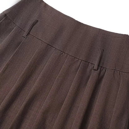 New Commuting Preppy Style Pleated Skirt For Women Side Zipper High Waist Spring Autumn Knee Length Skirts