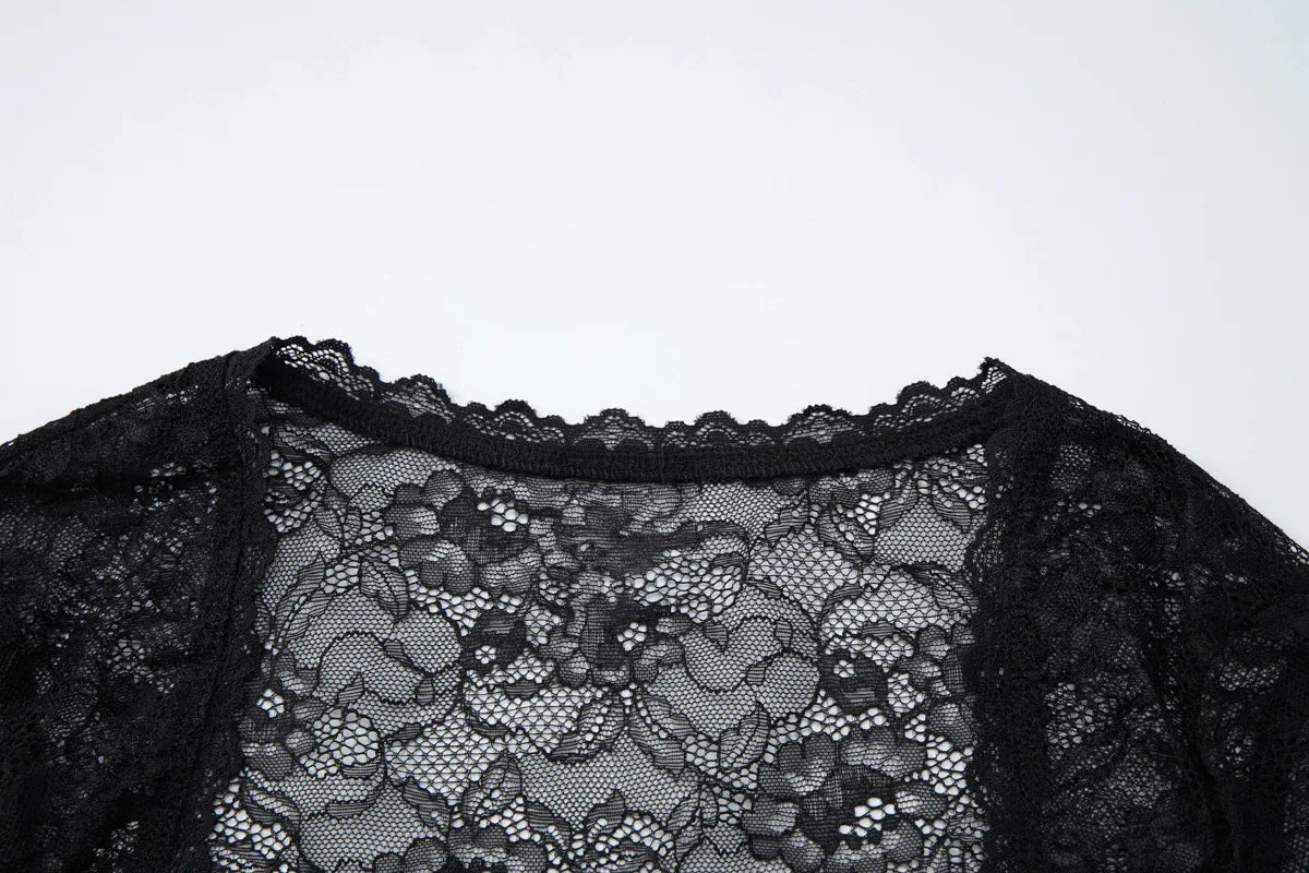 Lace Patchwork Mini Dress for Women Sexy Backless Sheer Cloak 2 Piece Sets Cocktail Dresses Party Birthday Outfits