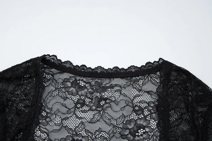 Lace Patchwork Mini Dress for Women Sexy Backless Sheer Cloak 2 Piece Sets Cocktail Dresses Party Birthday Outfits
