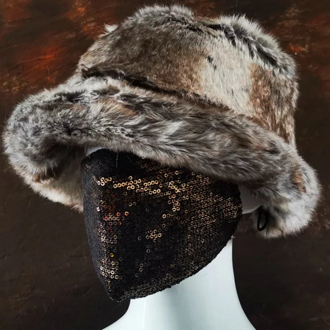 Winter 58-60cm XL Faux Fur Bucket Hat For Women Outdoor Warm Luxury Oversize Fisherman Hat Girl Trendy Party Long Fur Panama Cap