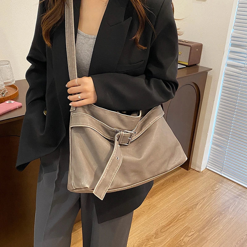 High Quality Soft Leather Messenger Bag For Women Retro Handbag Large Capacity Travel Bag Portable Shoulder Crossbody Bag Brand