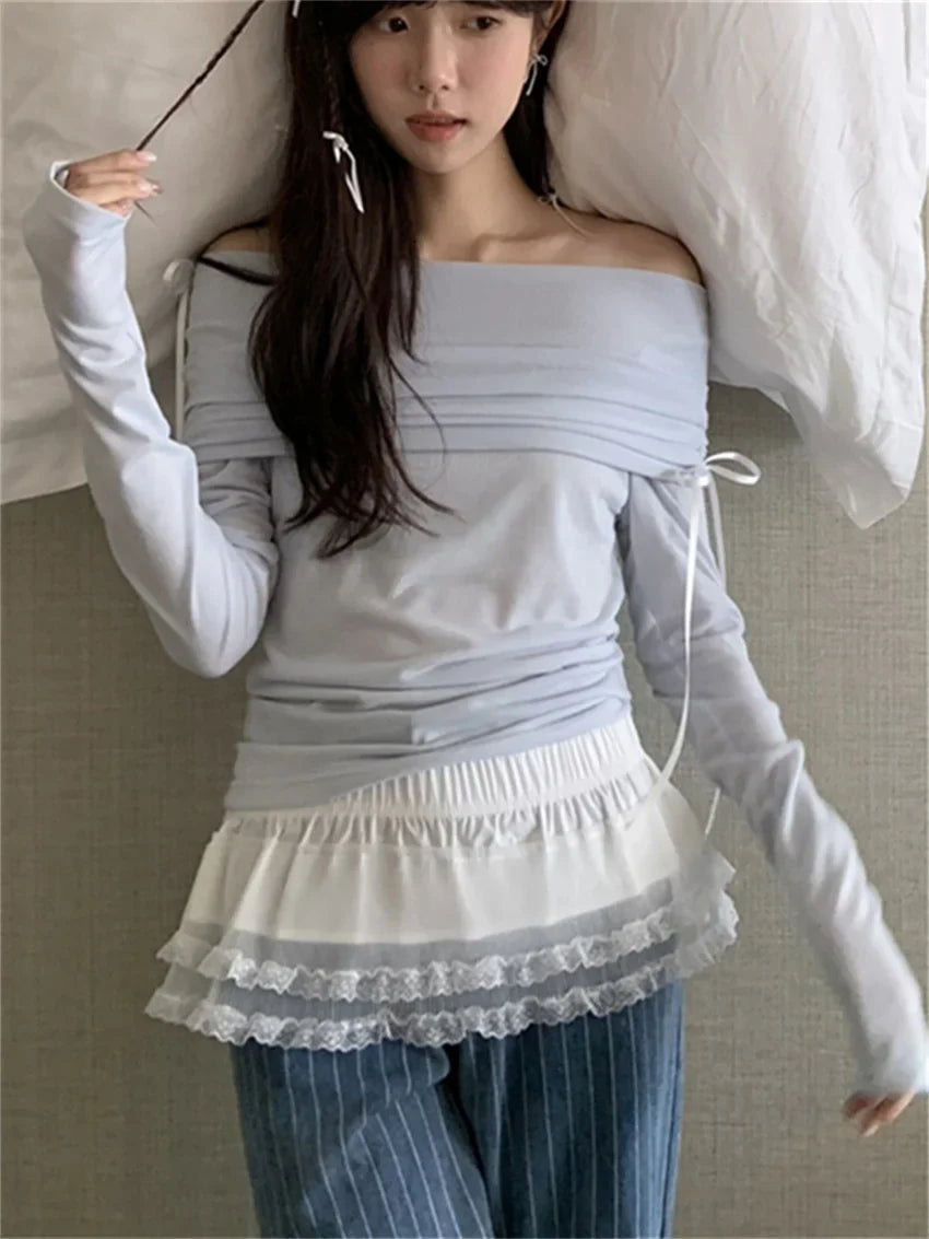 2024 Full Sleeve Sunscreen T-Shirts Women Solid Soft Casual Slash Neck Summer Slim Daily All Match Office Lady Tees