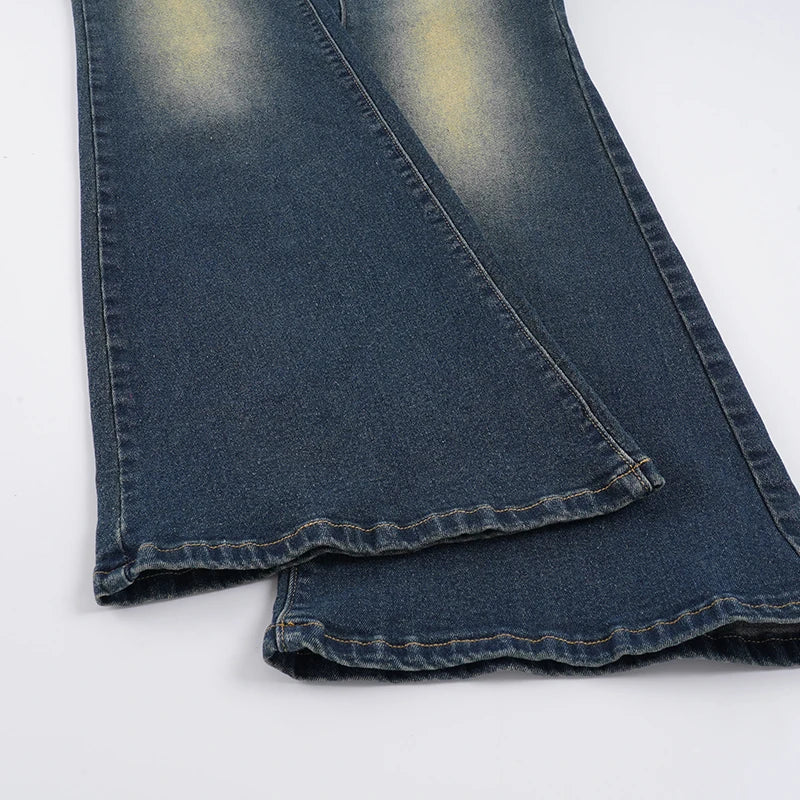 Y2k Low Rise Flared Jeans Woman Aesthetic 2000s Clothes Retro Casual Denim Trousers All Match Bottom Streetwear Pants