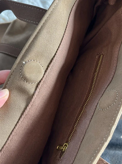 Vintage Brown Pu Tote Bag Four Season American Chic High Capacity Lady Shoulder Bags School Style High Street Fashion Handbags