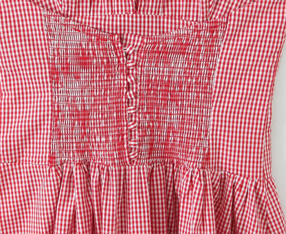 Fashionable Short Red Plaid Dress Women Sexy Backless A-line Mini Summer Halter Dress Vacation Robe 2026