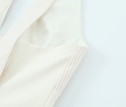 Women's New Fashion Stripe Splicing Tops Sleeveless Backless Crop Top Female Summer Sexy Slim Short Top