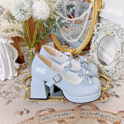 Sweet Original Lolita High Heels Japanese Cute Thick Sole Elevated Round Toe Lolita Medium Heels Lo Shoes Female